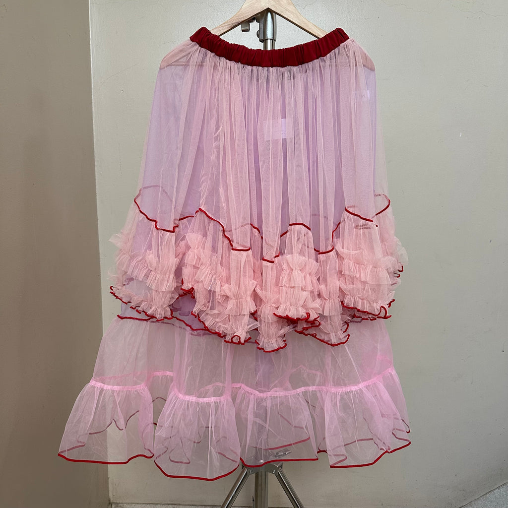 ピンク×パープルのチュールスカート