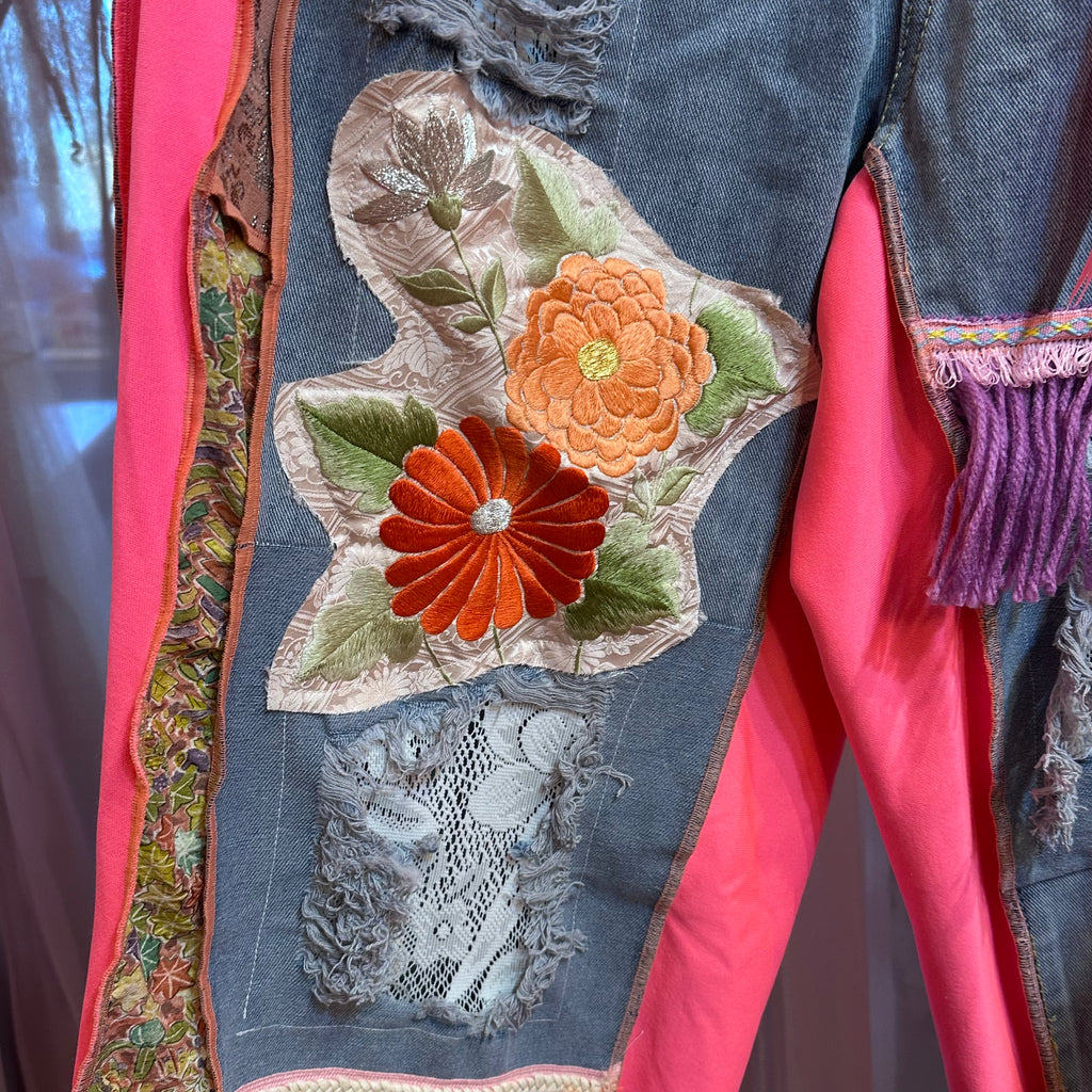 着物リメイクフリンジデニム