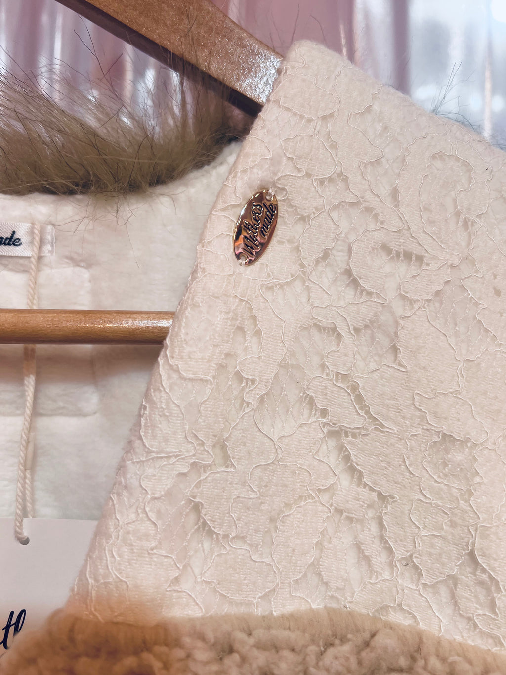 ファー xニットのパッチワークベスト