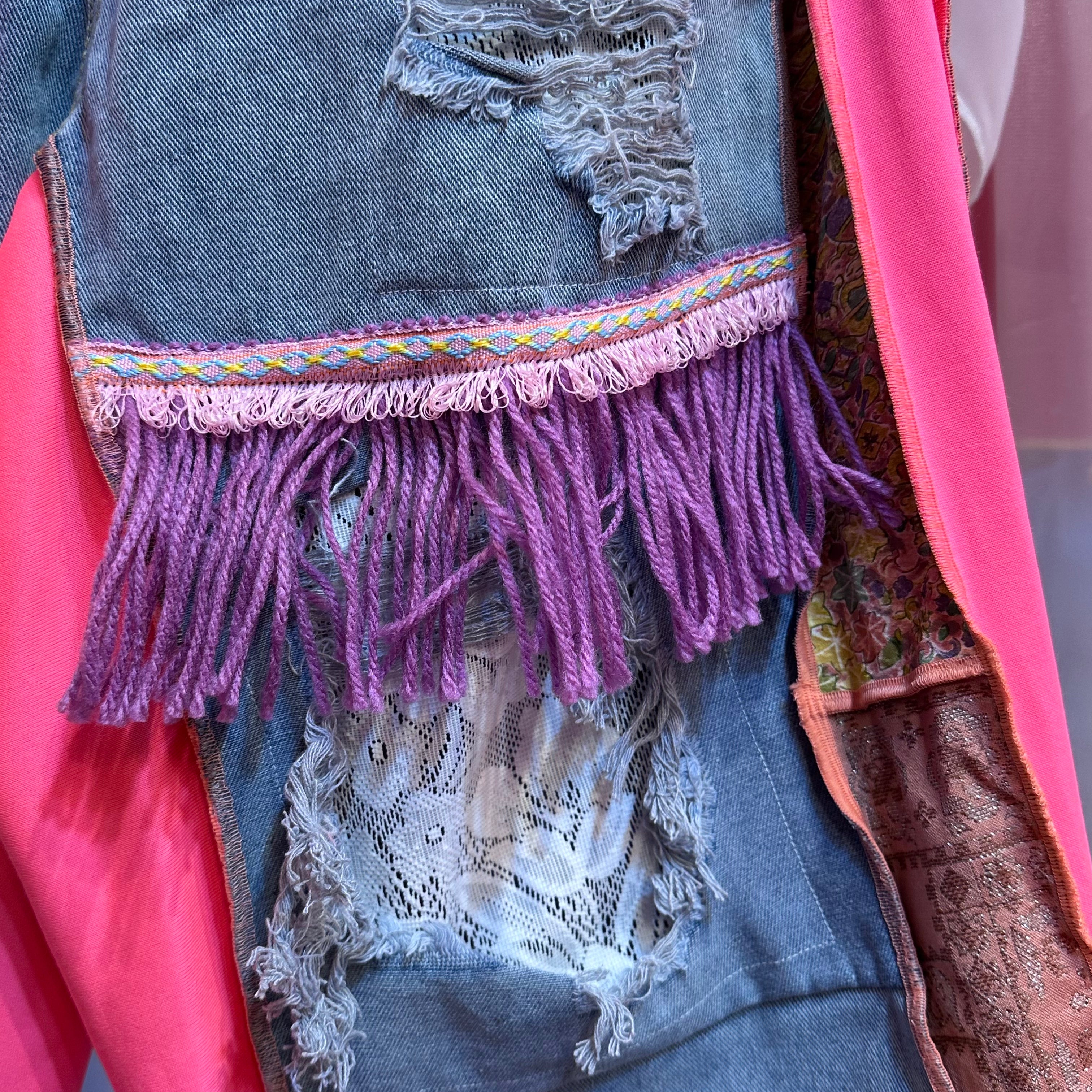 着物リメイクフリンジデニム