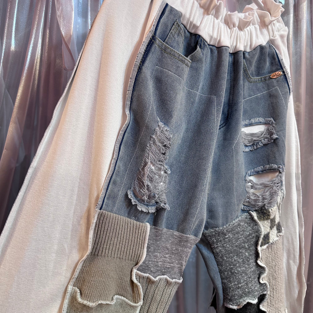 ニットパッチワークデニム
