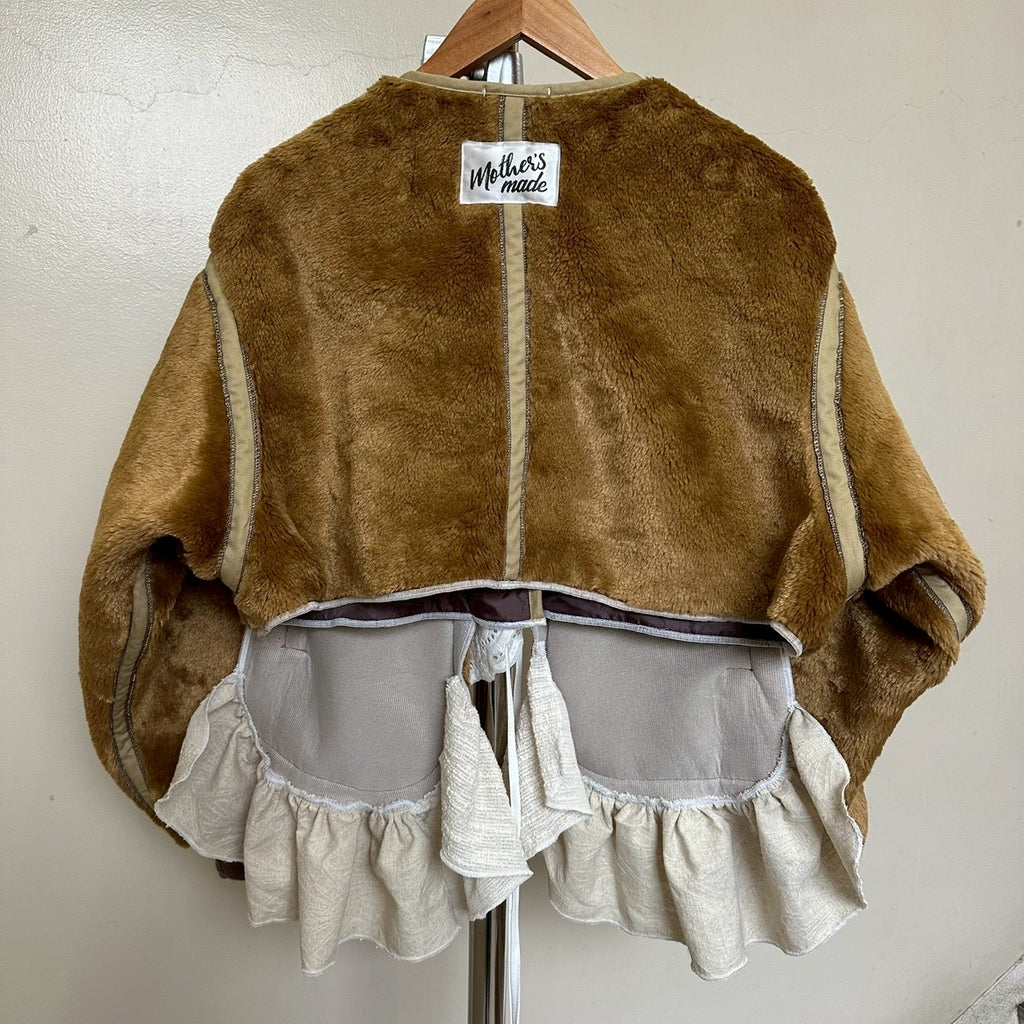 ボアベージュ白レースショットジャケット