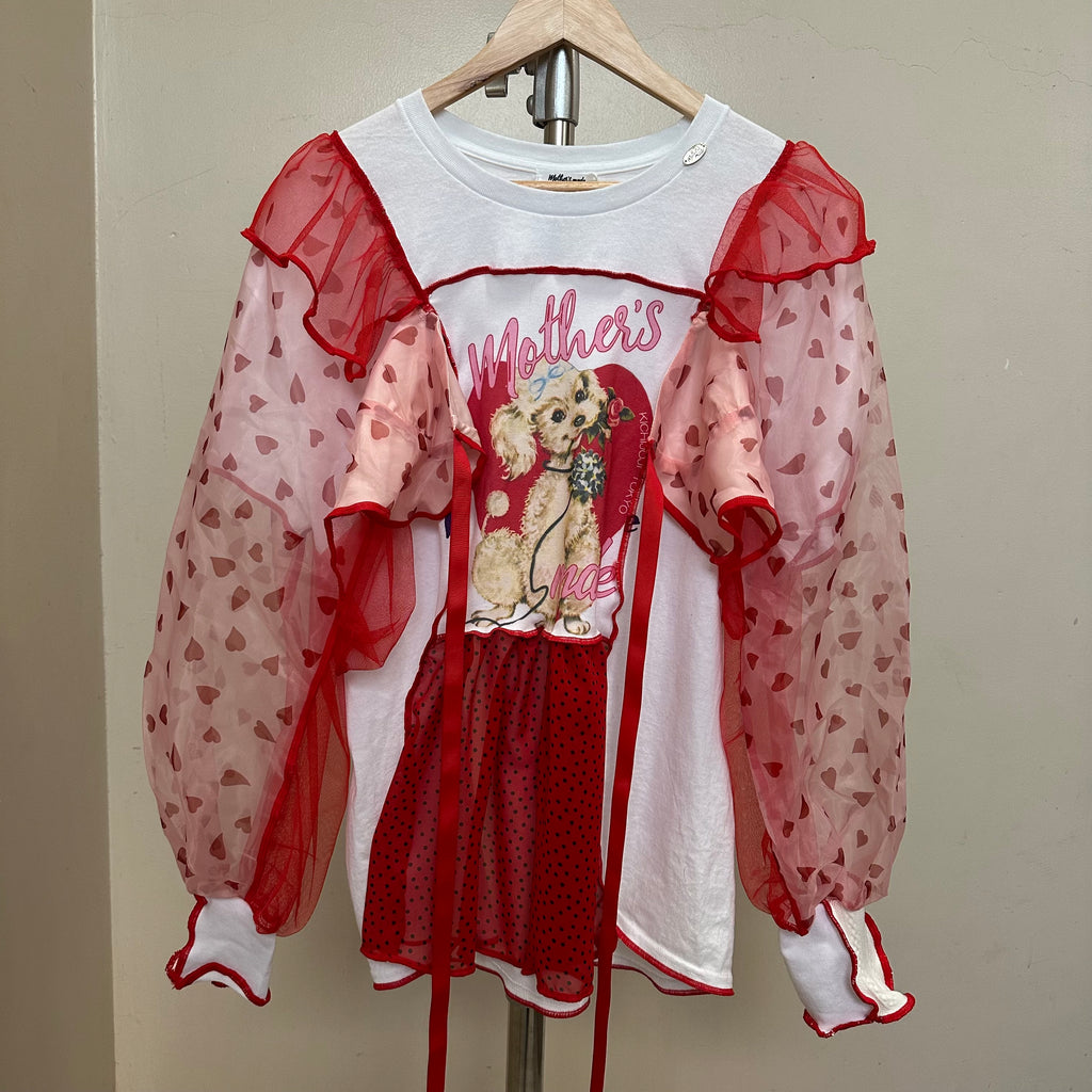 ワンちゃんハートリメイクトップス