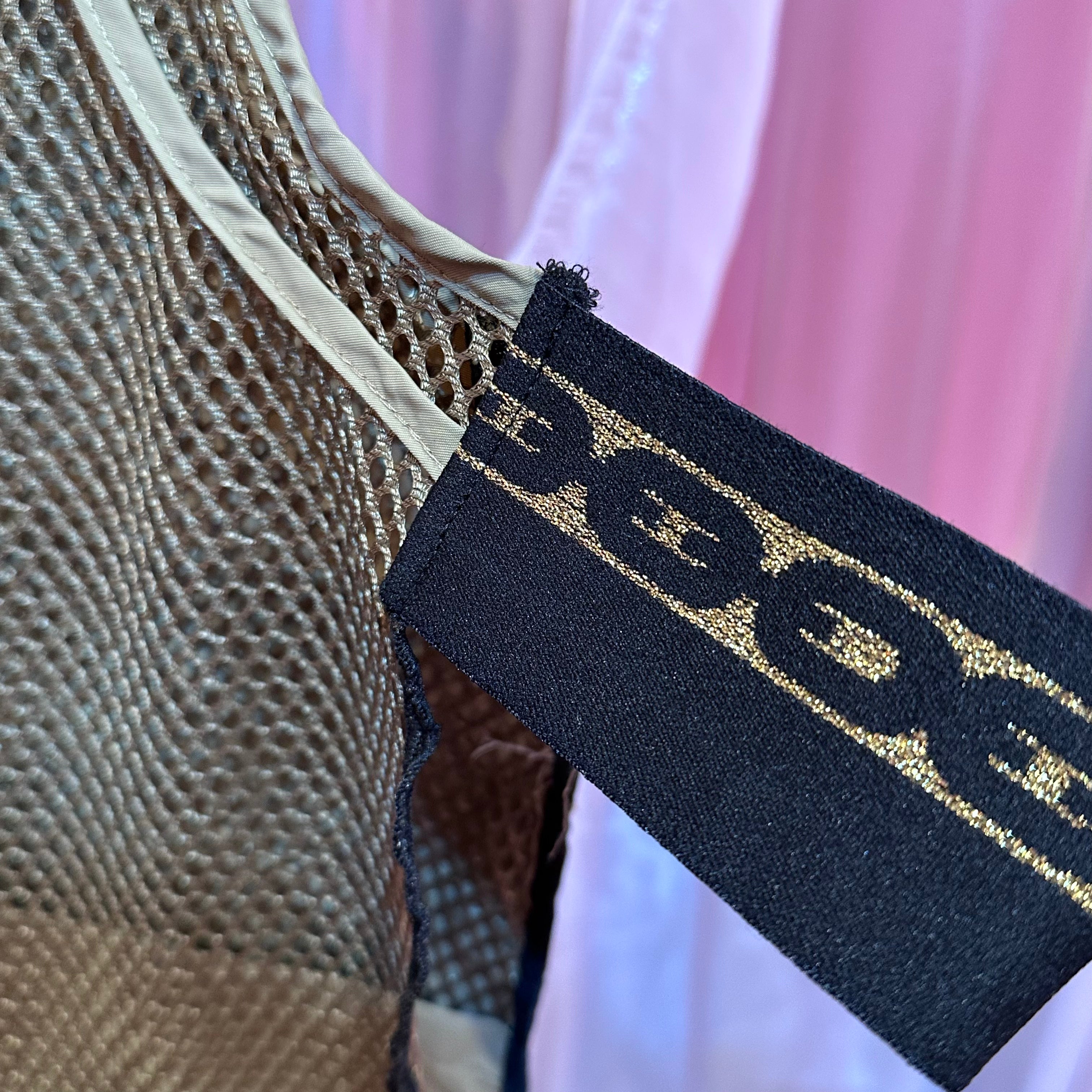 ベージュヒョウワッペンフィッシングチュールベスト