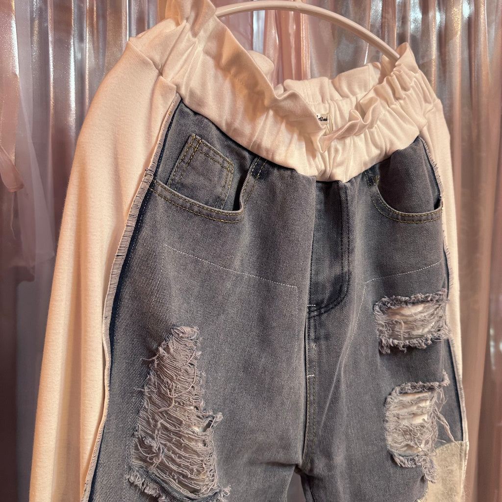 ニットパッチワークデニム