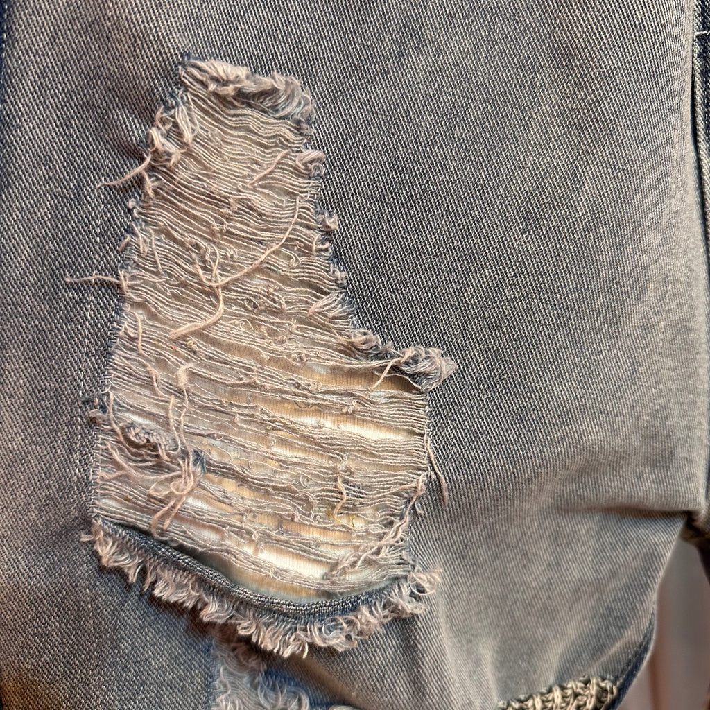 ニットパッチワークデニム