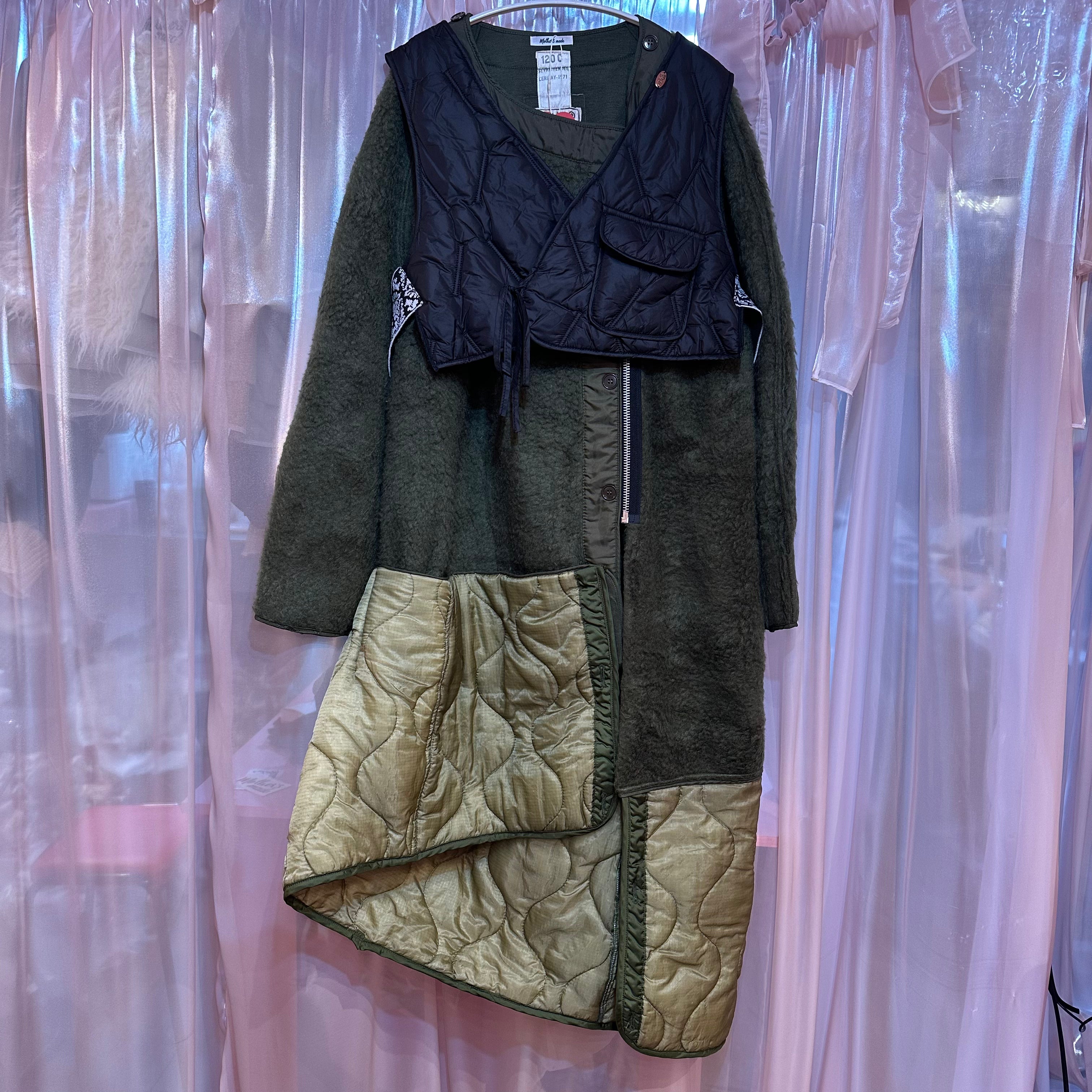 2ピースセットカーキアシンメトリーコート