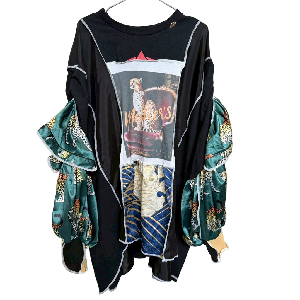 チータープリントのバルーンスリーブトップス