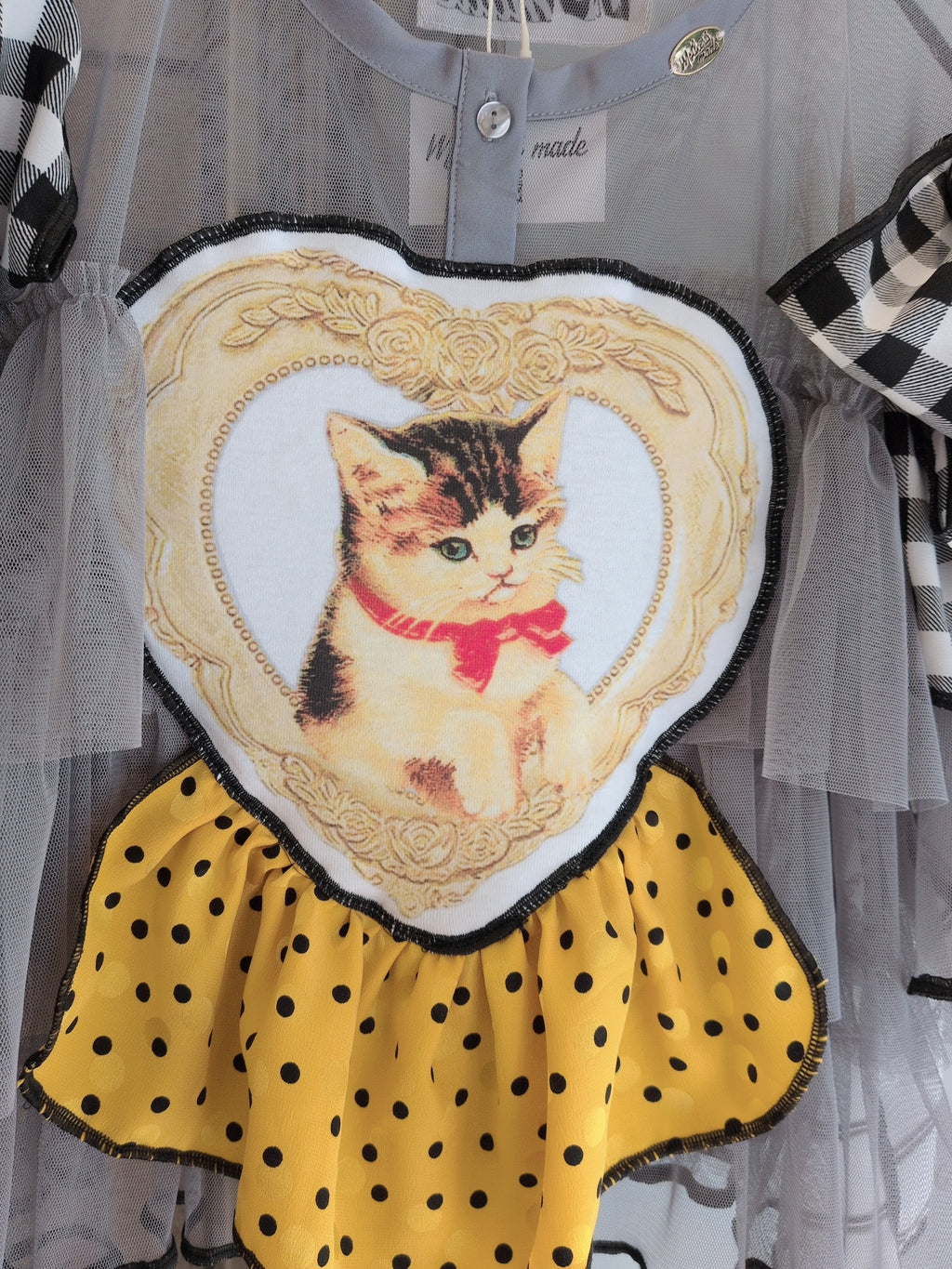 ねこハート♡シフォントップス グレー