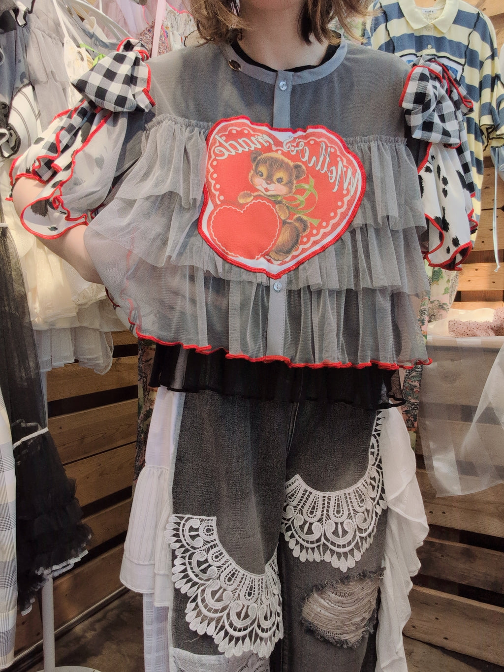 りすハート♡シフォントップス グレー