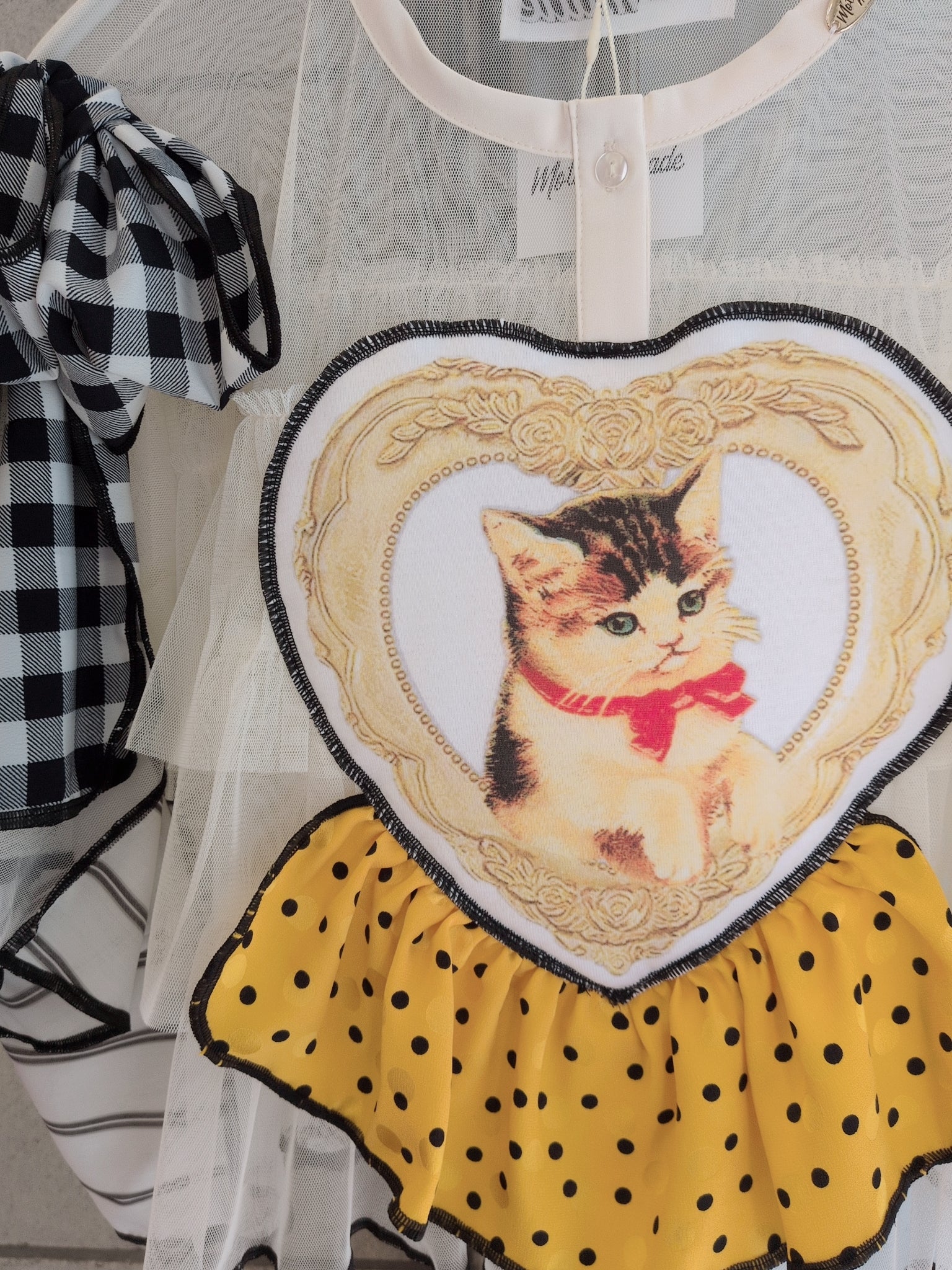 ねこハート♡シフォントップス 白