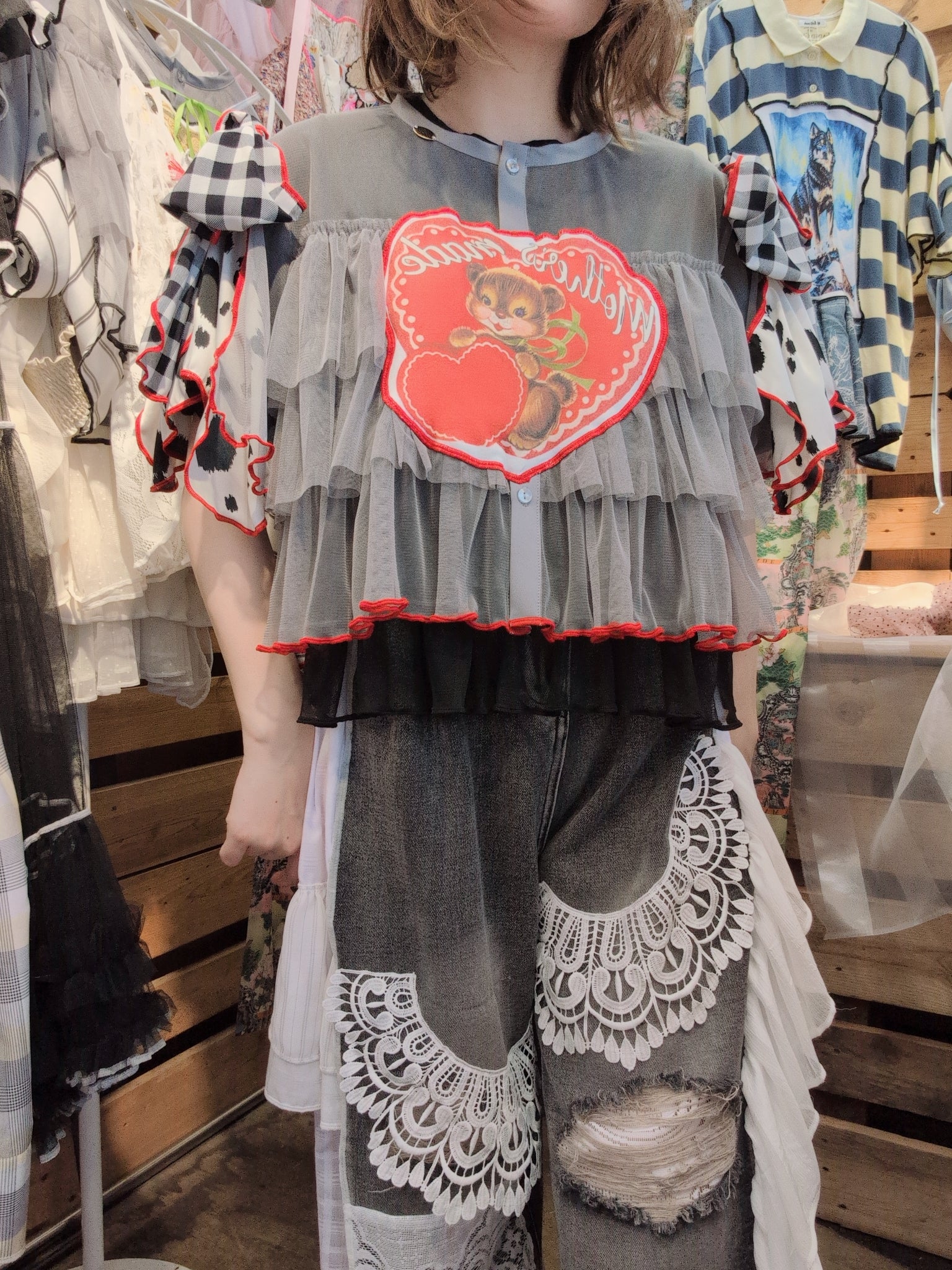 りすハート♡シフォントップス グレー